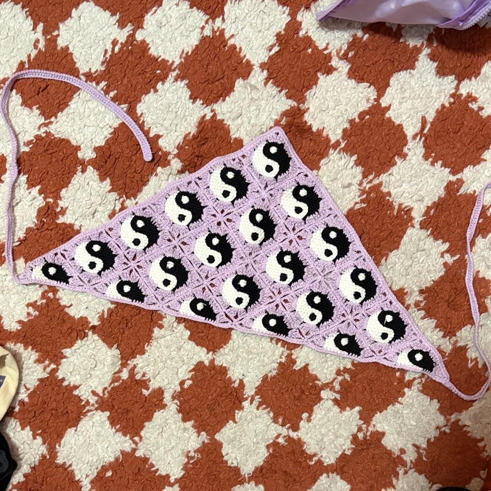 Dolls Kill Purple Yin Yang Crochet Hair Scarf